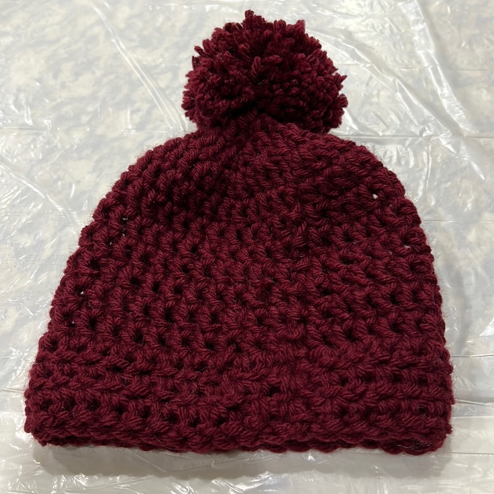 Crochet knit baby beanie